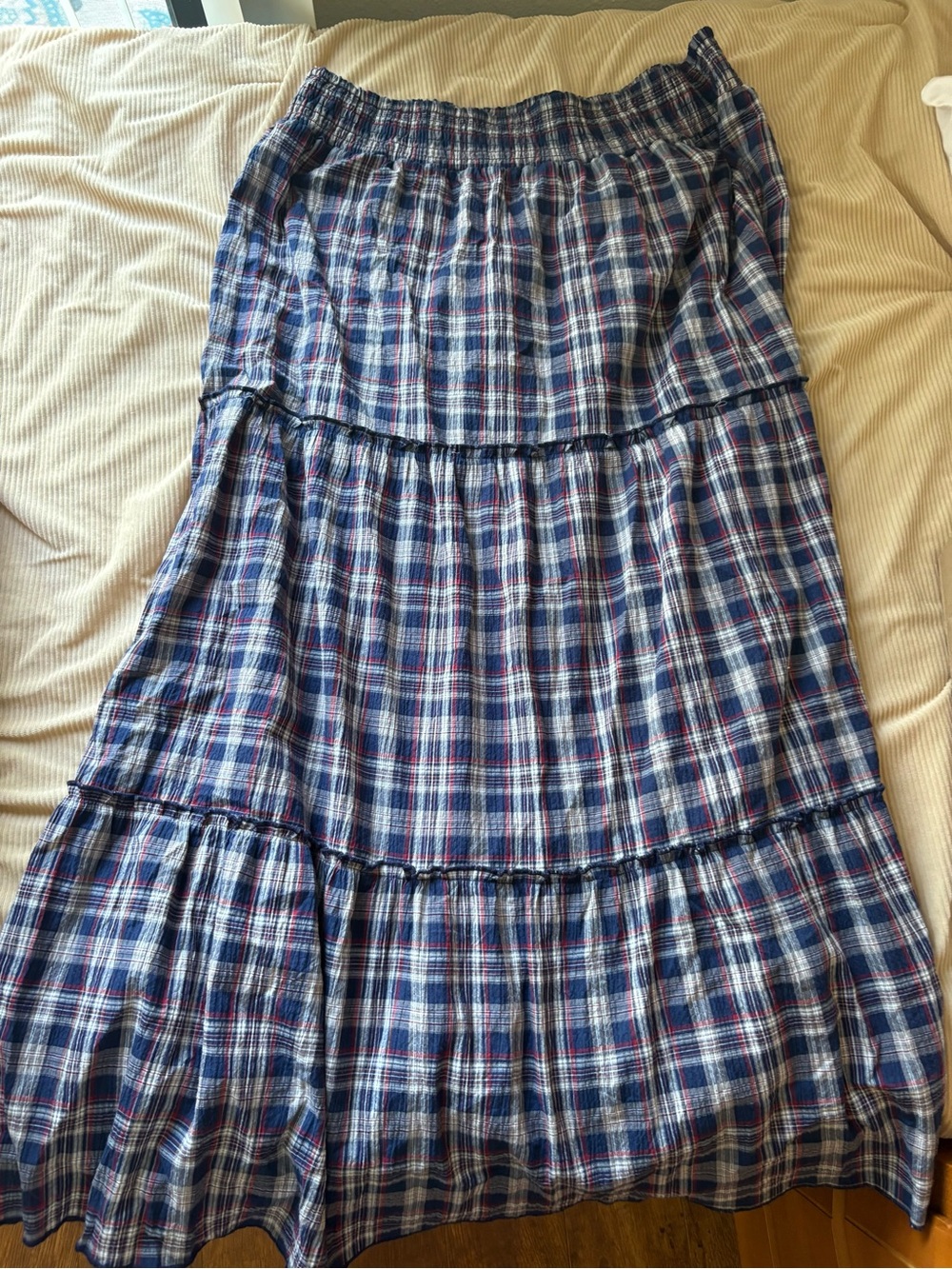navy plaid tube top and maxi skirt set - Picture 2 of 4